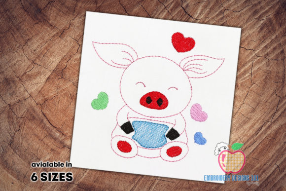 Cute Cheerful Baby Pig Sketch Embroidery Review