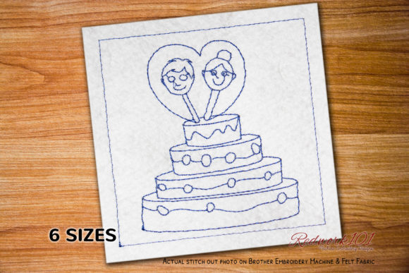 Cute Couple Face with Cake Redwork Review