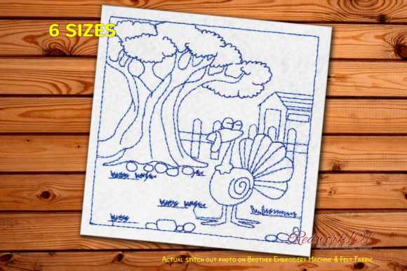 Happy Cartoon Turkey Redwork Review