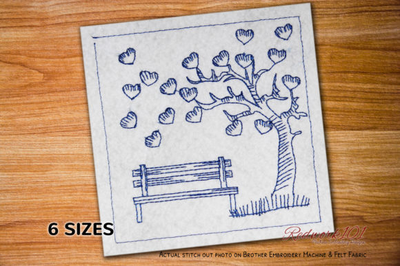Love Tree with Bench Embroidery Design Review