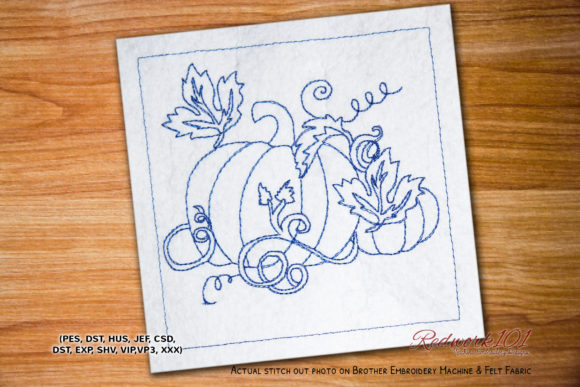 Pumpkins Growing on the Vine Redwork Review